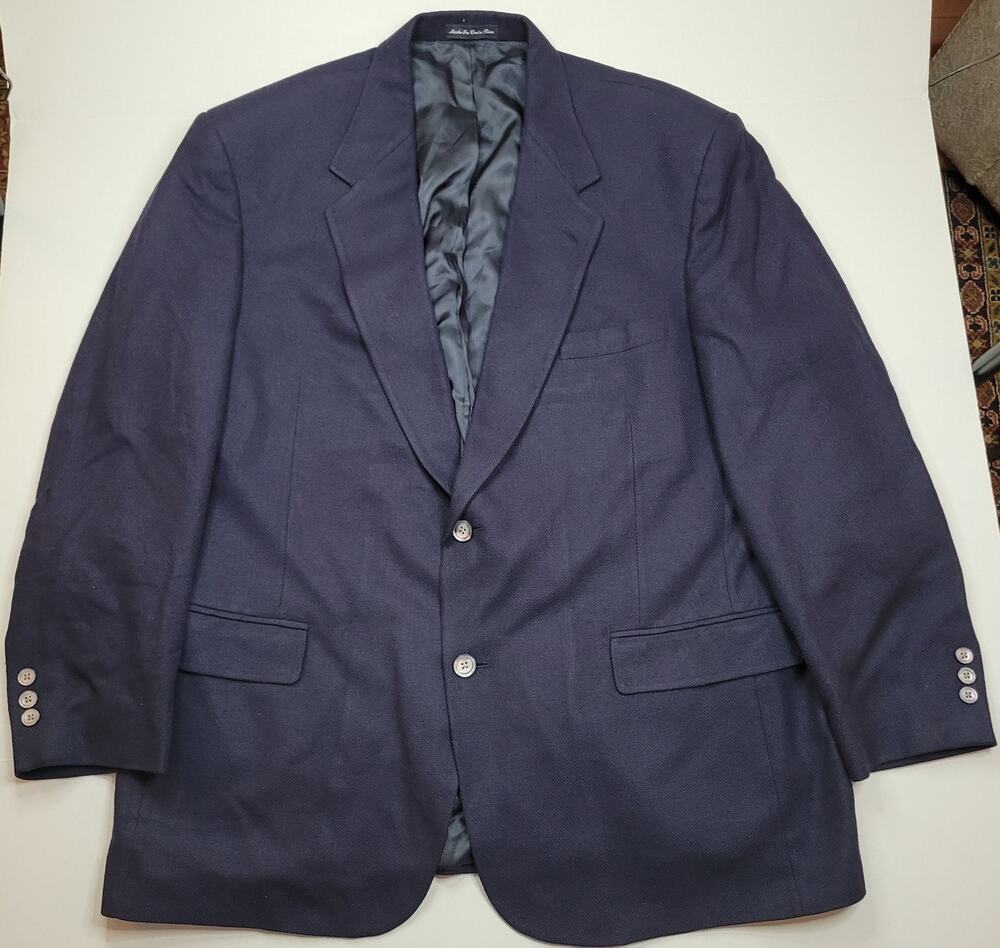 EVAN PICONE 100% Silk Navy Sport Coat Suit Blazer 2 Button Single Vent Macys 46